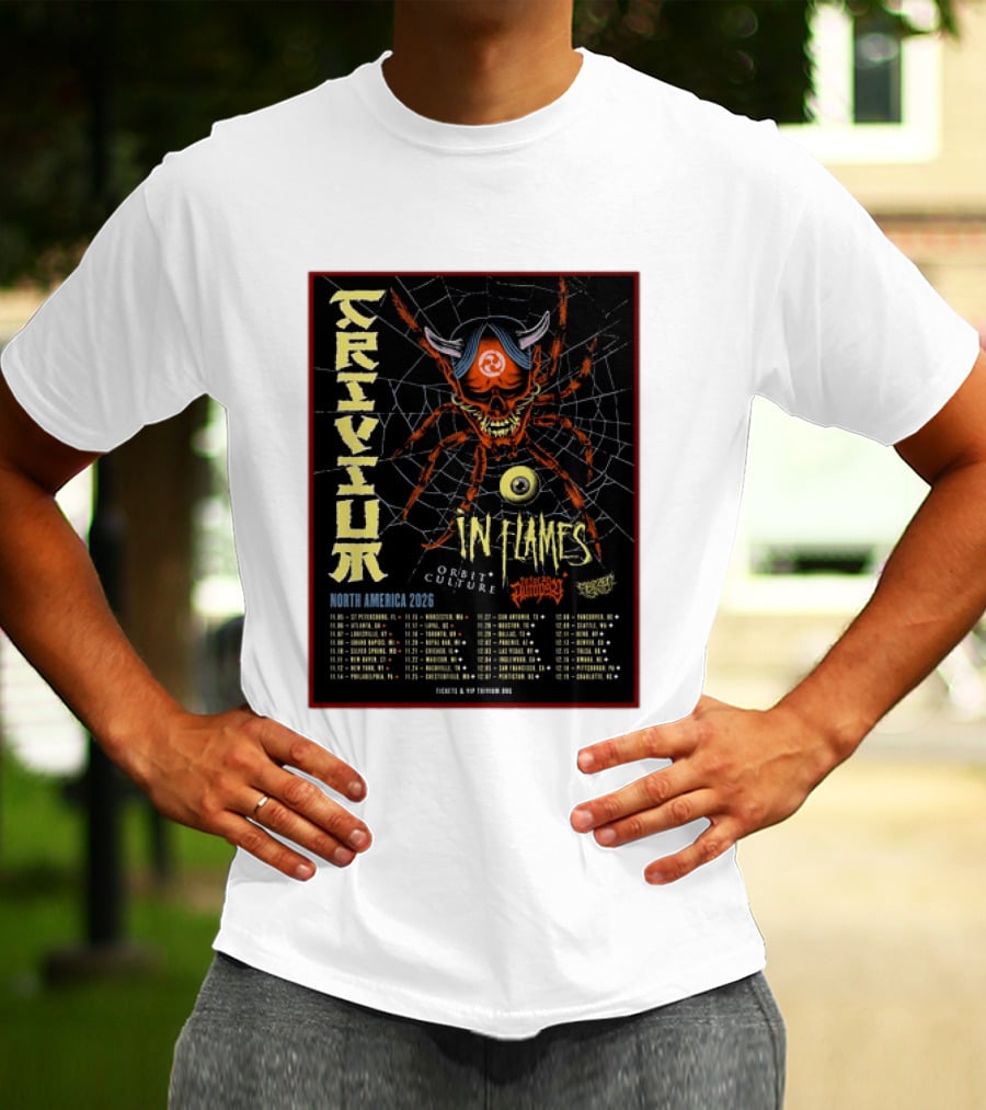 Trivium In Flames Orbit Culture Fit For An Autopsy North America 2026 Tour Dates And Locations T-Shirt