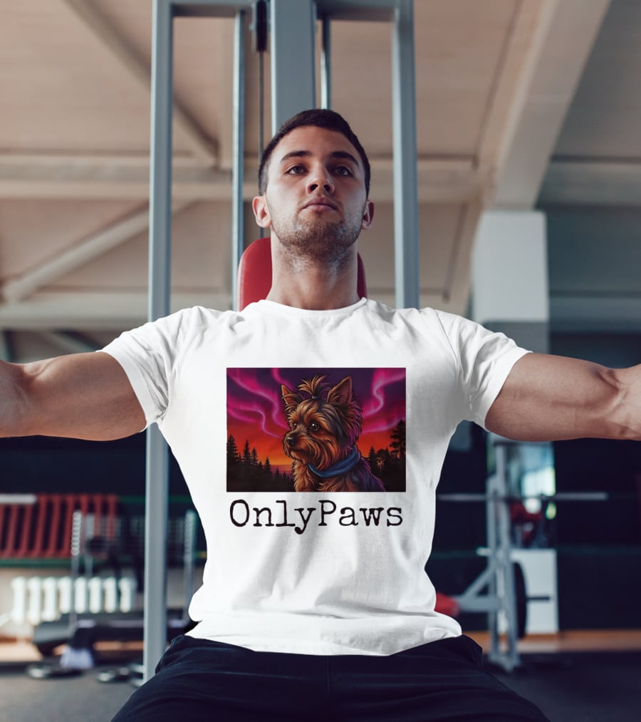 Yorkshire Terrier OnlyPaws Aurora Borealis Forest Scene T-Shirt