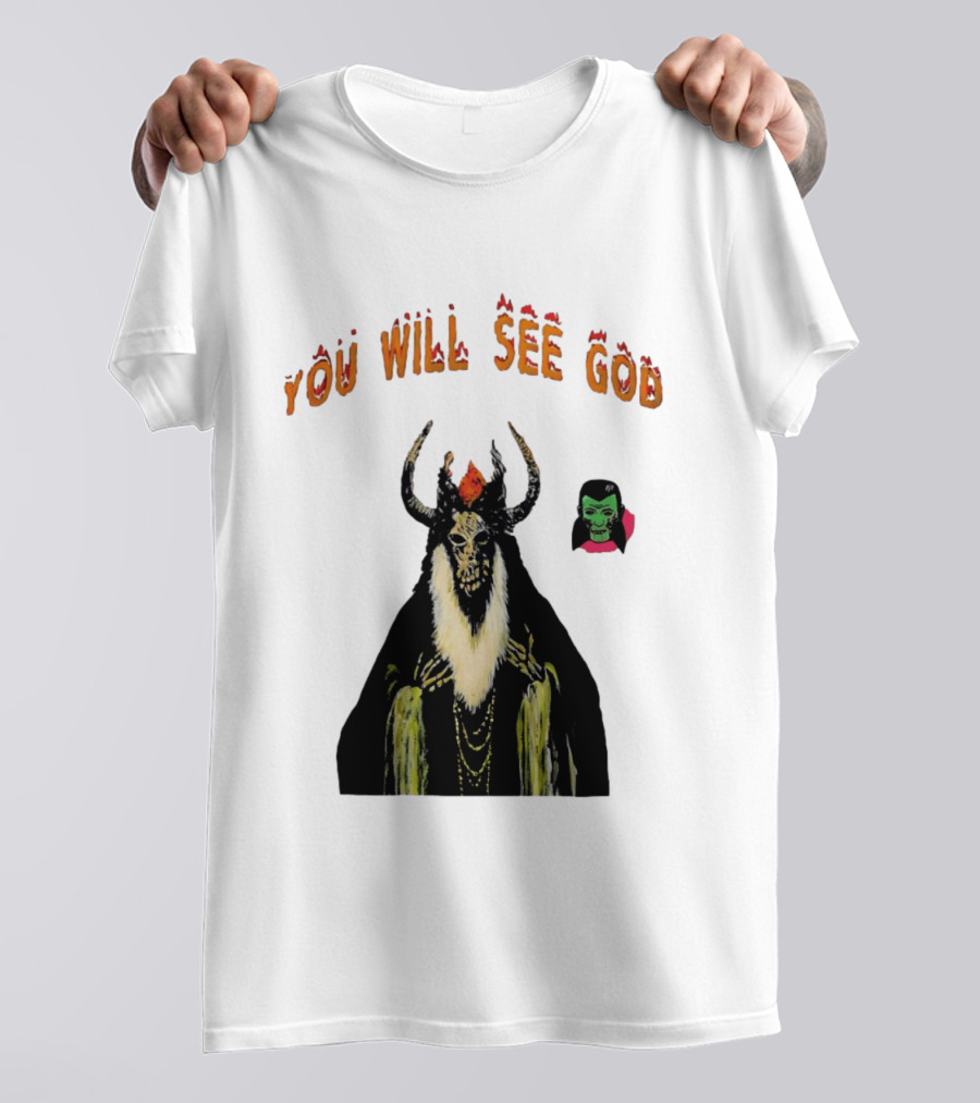 You Will See God Demon Occult Satanic Horror Green Masked Face T-Shirt