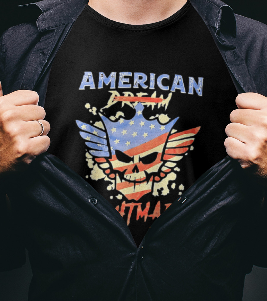 American Dream Nightmare Skull Patriotic Stars And Stripes T-Shirt