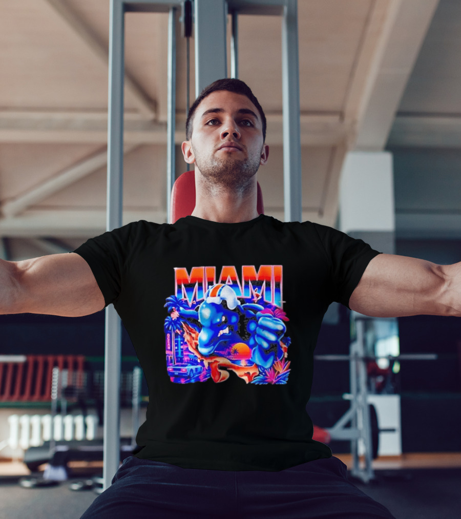 Miami Dolphins Rare Nutmeg Vintage Neon Miami Vice T-Shirt