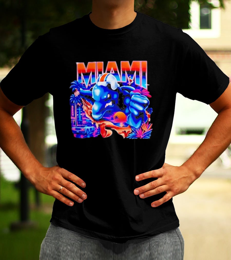 Miami Dolphins Rare Nutmeg Vintage Neon Miami Vice T-Shirt