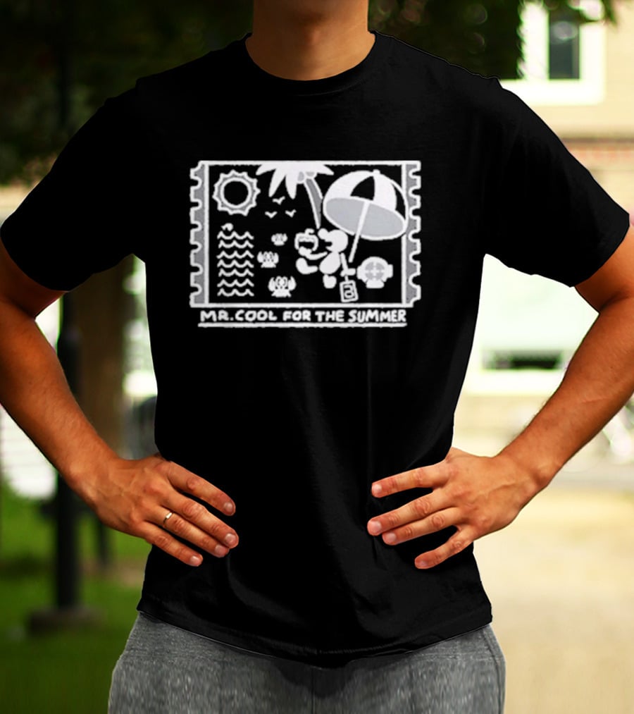 Mr. Cool For The Summer Beach Vibes Stamp Palm Tree Umbrella Sun T-Shirt