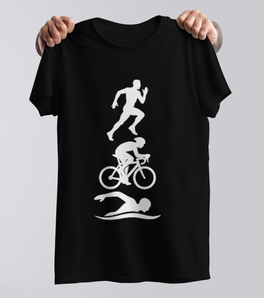 Triathlete Swim Bike Run Iconic Silhouette Athlete Training T-Shirt