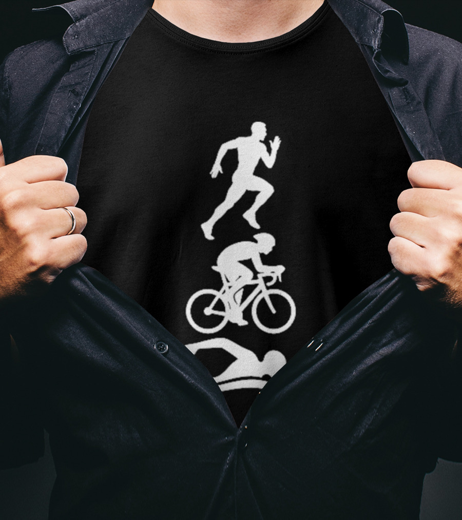 Triathlete Swim Bike Run Iconic Silhouette Athlete Training T-Shirt