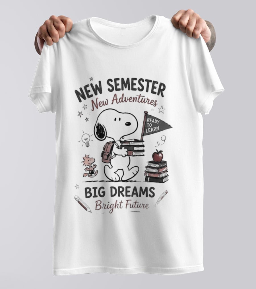Snoopy New Semester New Adventures Big Dreams Bright Future Peanuts Comic Strip T-Shirt