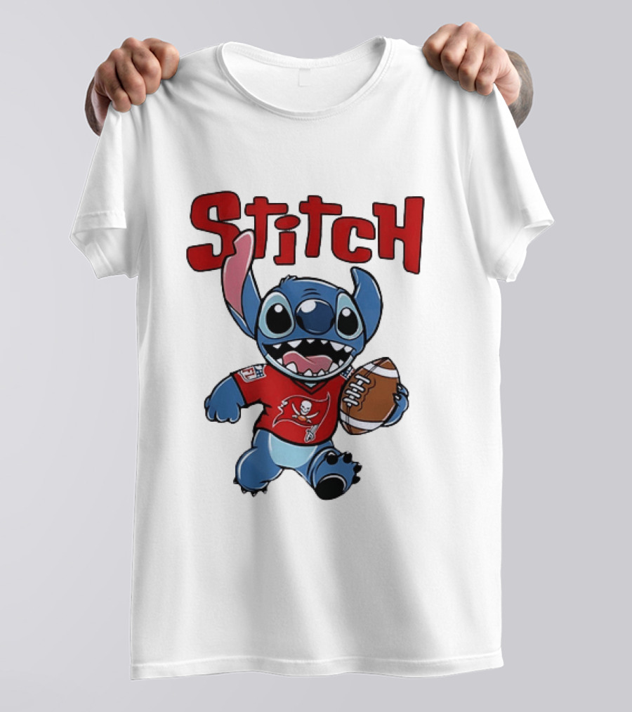 Stitch Tampa Bay Buccaneers Football Character Wearing Team Jersey T-Shirt