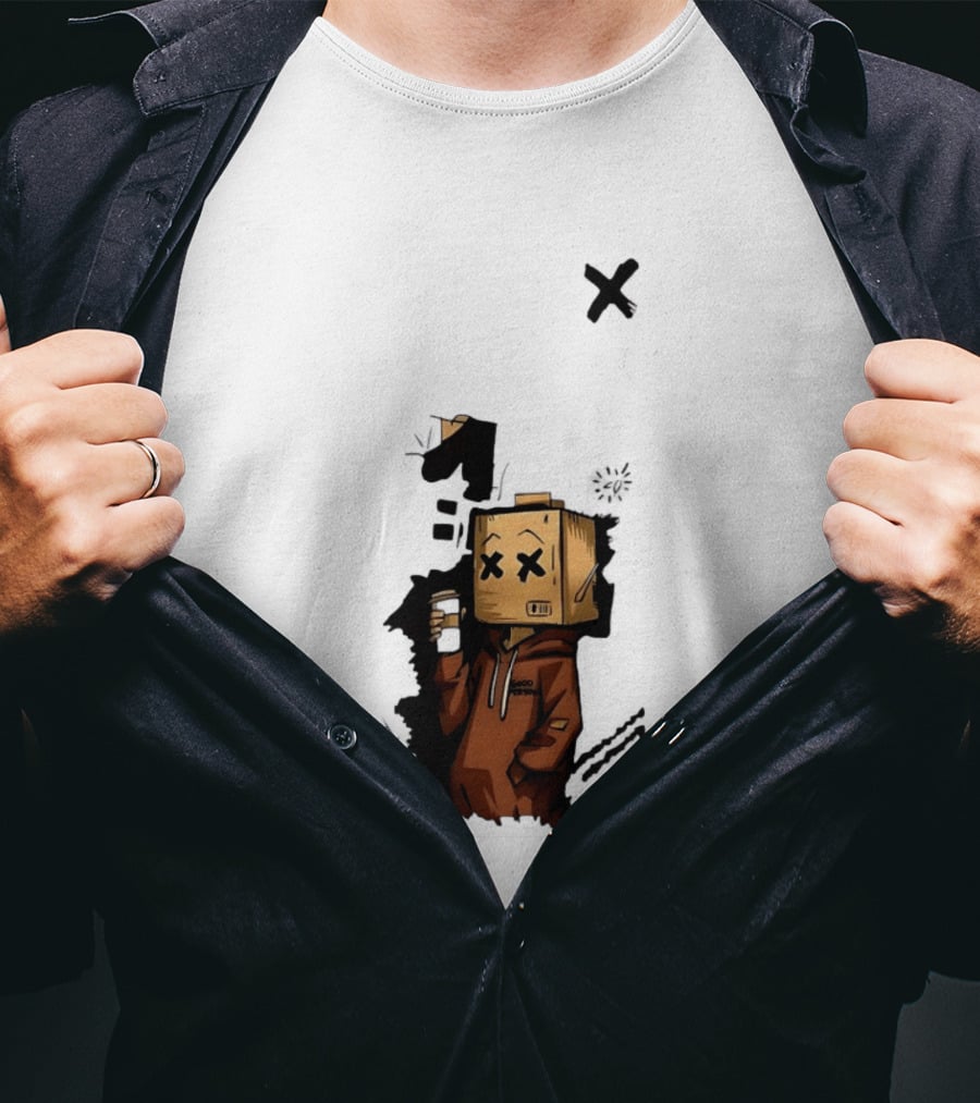 Good Person Box Head Drinking Coffee T-Shirt