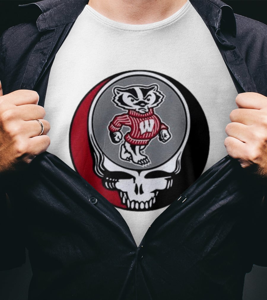 Grateful Dead Wisconsin Badgers Skull And Bucky T-Shirt