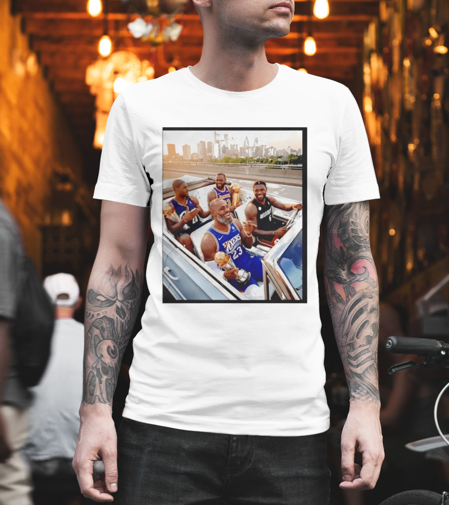 Lebron James Lakers Cavaliers Heat Champions Trophies Parade T-Shirt