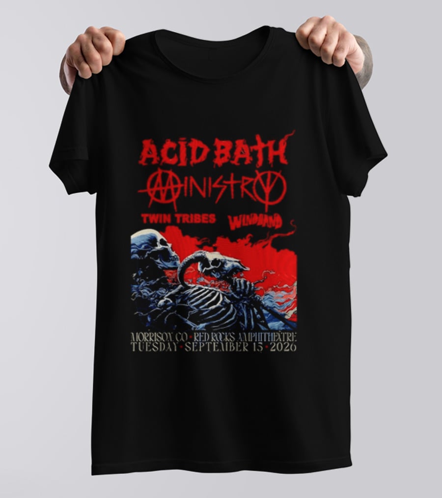 Acid Bath Ministry Twin Tribes Windhand Red Rocks Amphitheatre September 2026 Concert T-Shirt