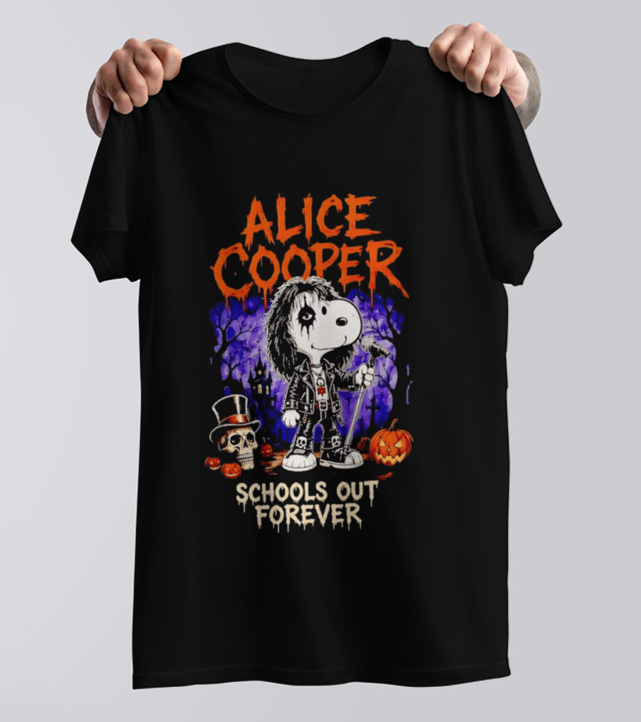 Alice Cooper Snoopy Schools Out Forever Halloween Punk Rock Mashup T-Shirt