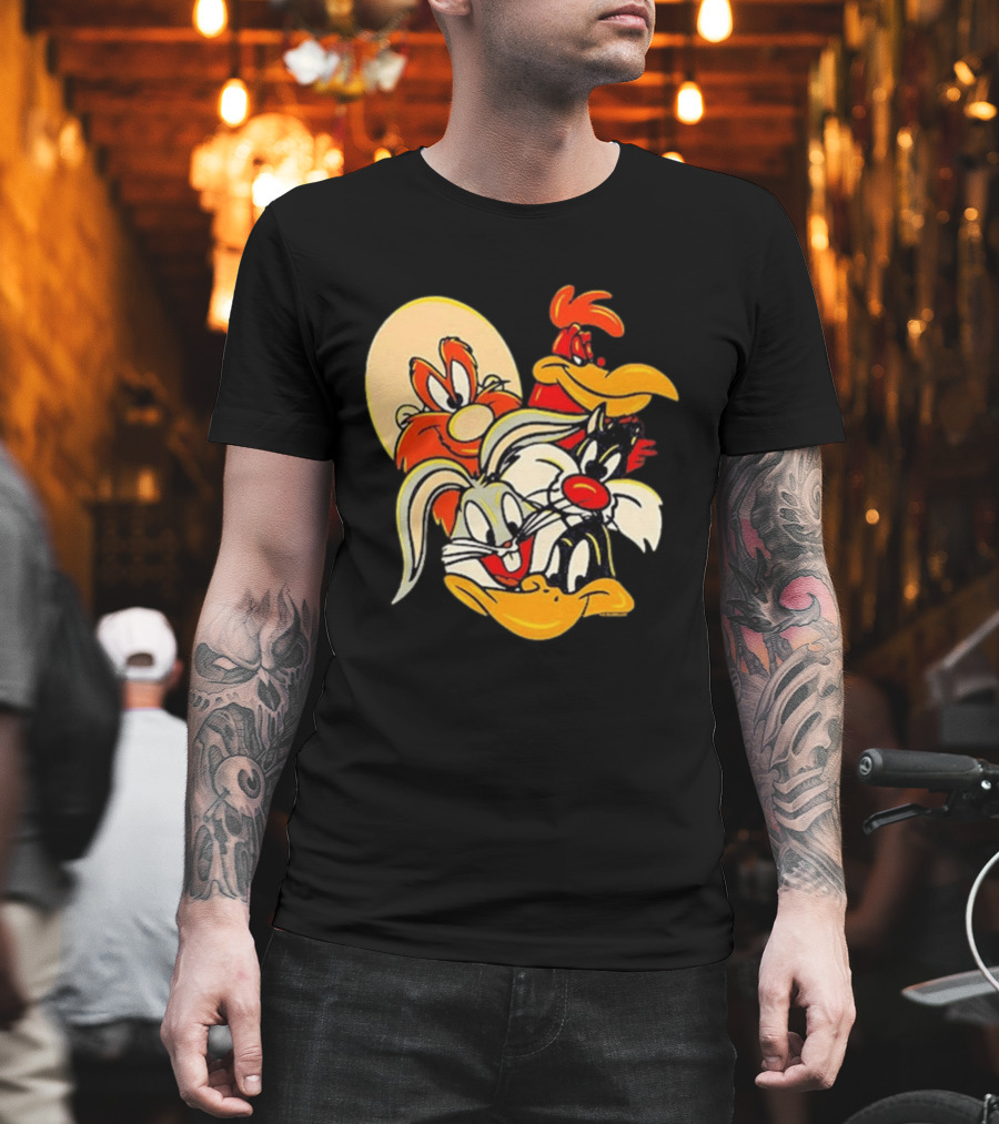 Looney Tunes Smiling Faces Bugs Bunny Sylvester Foghorn Leghorn Taz T-Shirt