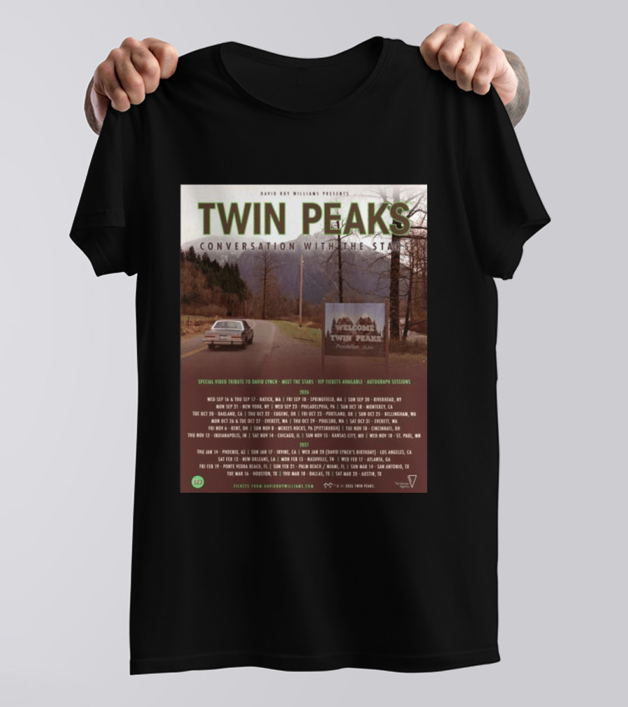 David Roy Williams Presents Twin Peaks Conversation With The Stars Tour Featuring Special Tribute To David Lynch 2023 2024 T-Shirt