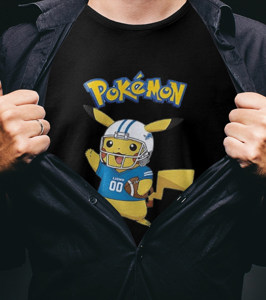 Detroit Lions Pokemon Pikachu Football Fan T-Shirt