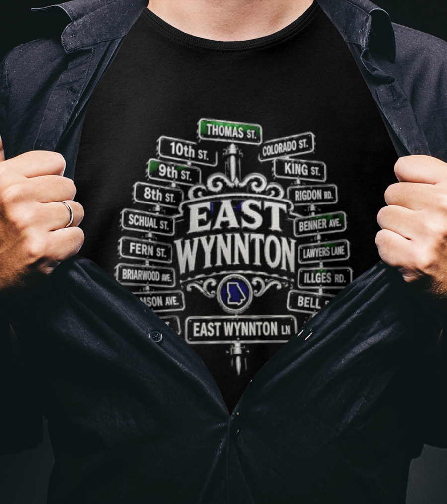 East Wynnton Intersection Street Signs Georgia Map Motif T-Shirt