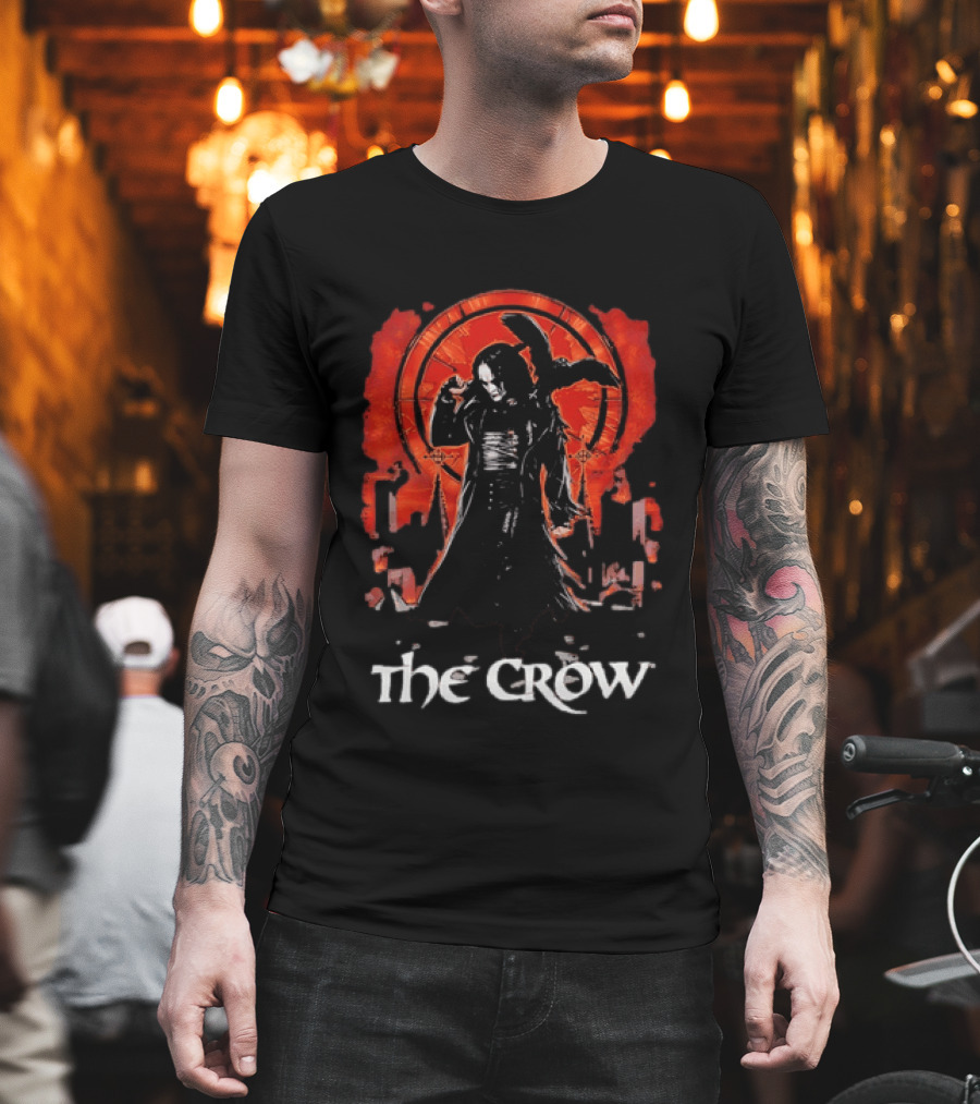 The Crow Brandon Lee Gothic Movie Iconic Dark Aesthetic With Red T-Shirt