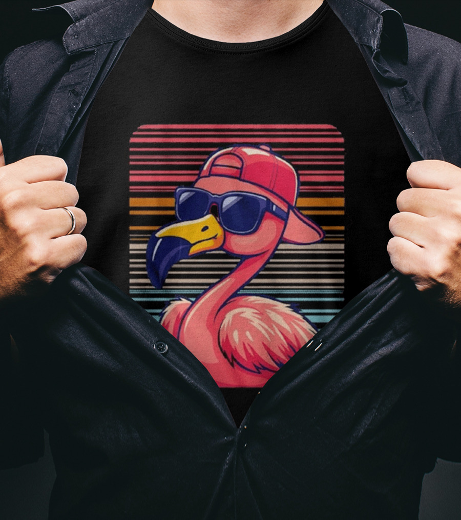 Flamingo Cool Vibes Sunglasses And Cap T-Shirt