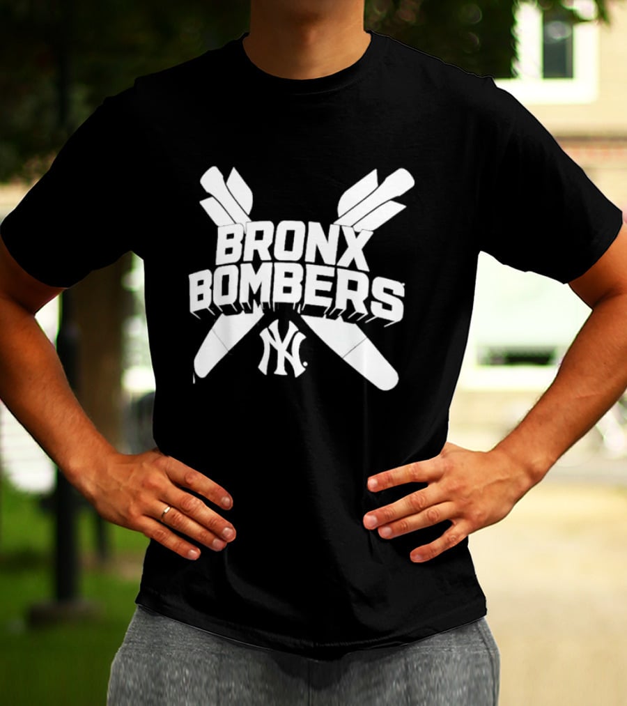 New York Yankees Bronx Bombers NY Logo With Baseball Bats T-Shirt