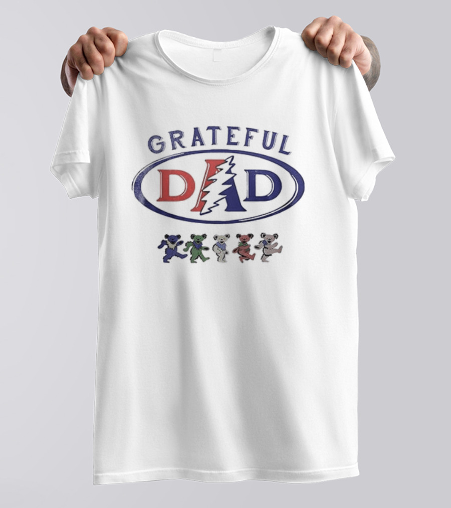 Grateful Dad Father's Day With Dancing Bears And Lightning Bolt T-Shirt
