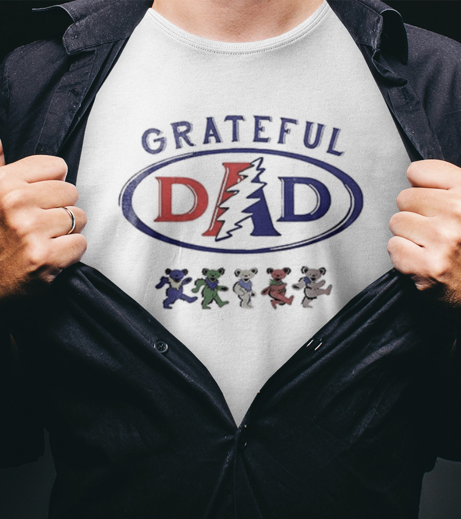 Grateful Dad Father's Day With Dancing Bears And Lightning Bolt T-Shirt