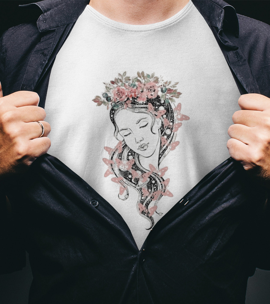 Heavyweight Floral Butterfly Hair T-Shirt
