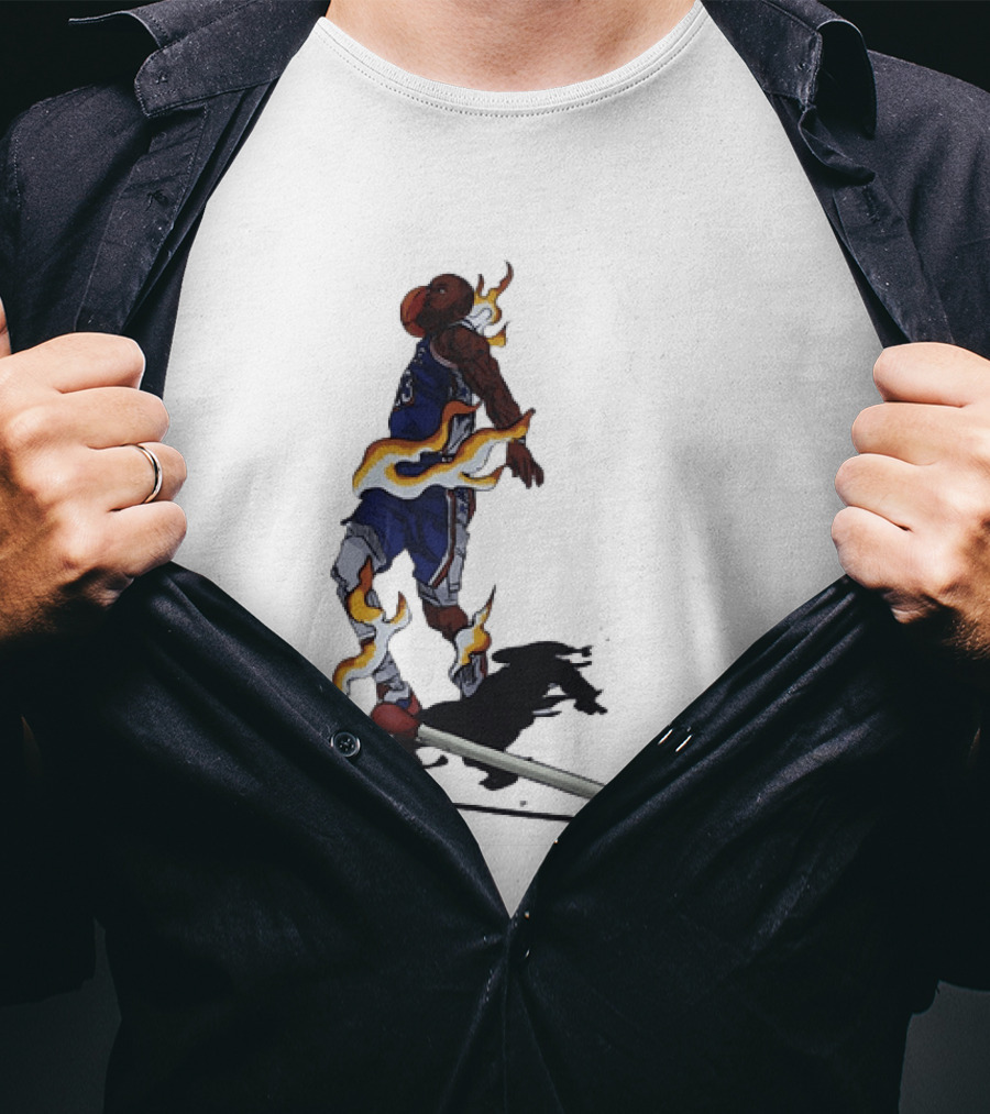 LeBron James Basketball Player Fiery Dunk Match Stick T-Shirt