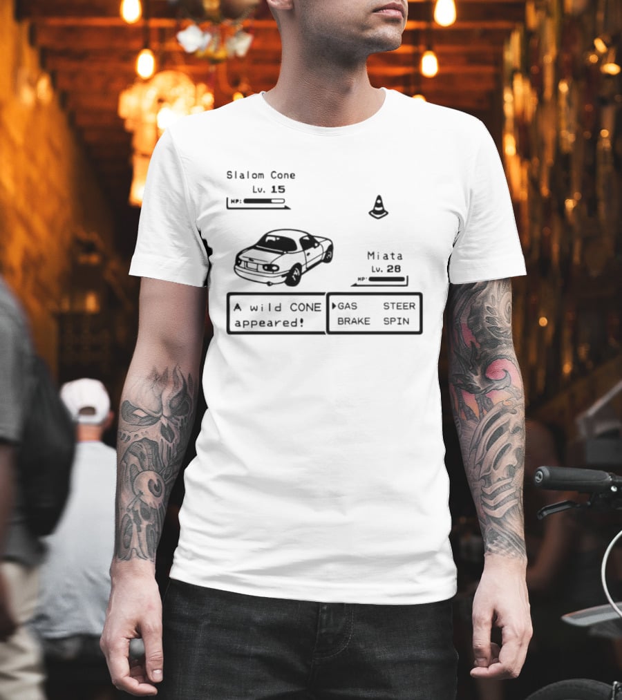 Miata Mazda NA A Wild Cone Appeared Pokemon Slalom Cone Gas Steer Brake Spin T-Shirt