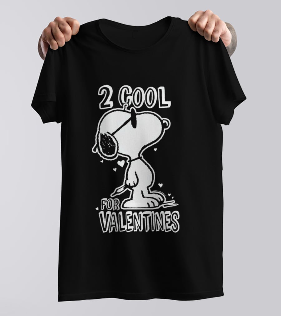 2 Cool For Valentines Peanuts Snoopy T-Shirt