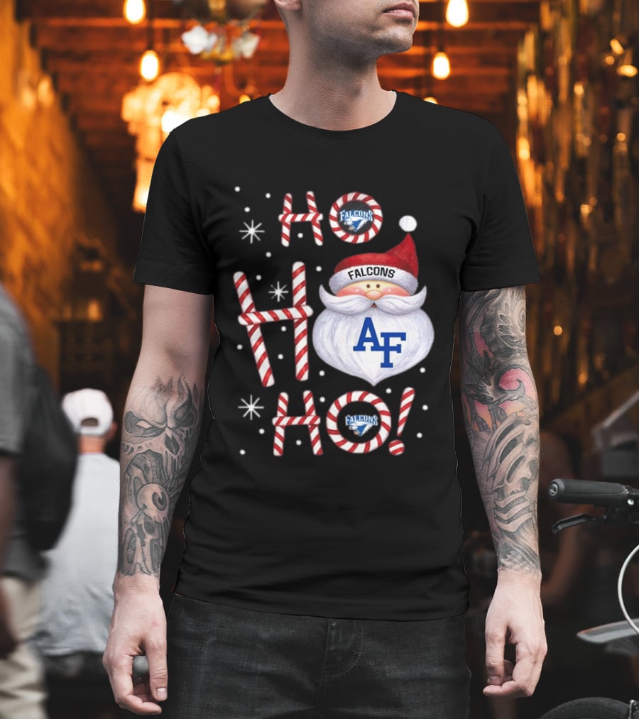 Air Force Falcons Christmas Santa Ho Ho Ho Peppermint Letters T-Shirt