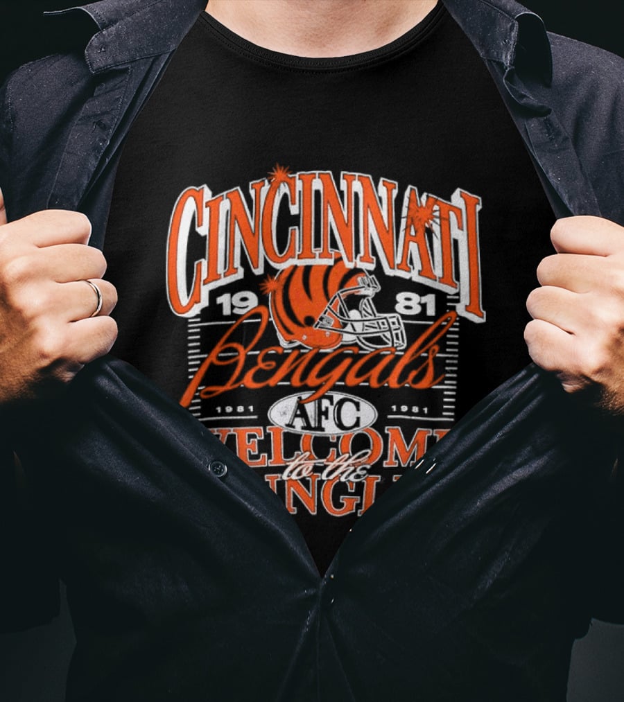 Cincinnati Bengals 1981 Welcome To The Jungle AFC Helmet T-Shirt