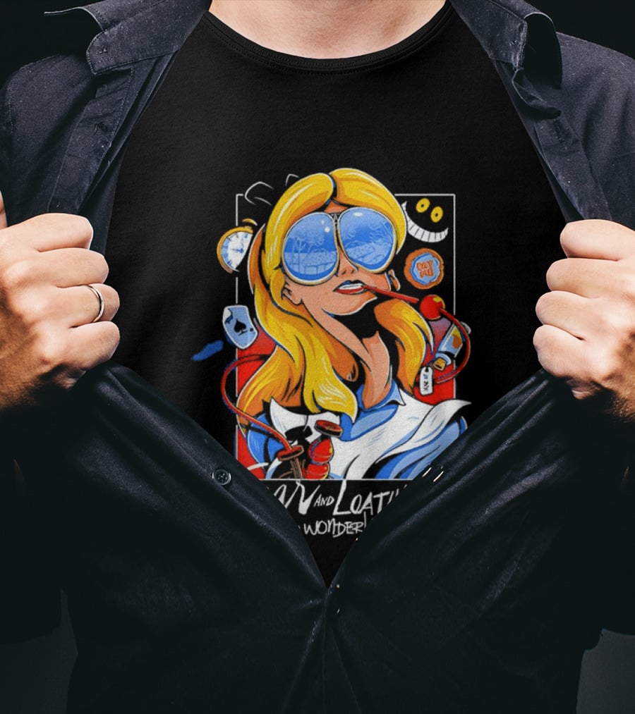 Alice Fear And Loathing In Wonderland Smoking Sunglasses Psychedelic T-Shirt