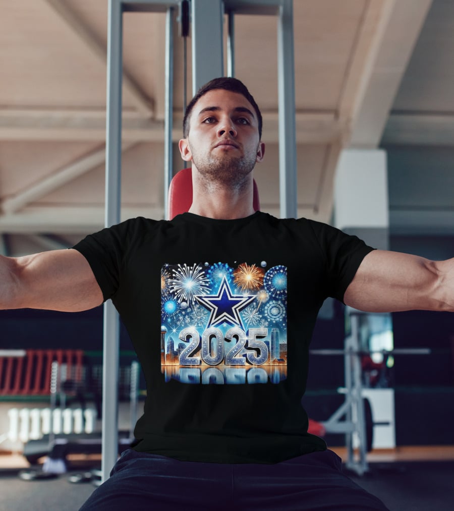 Dallas Cowboys 2025 New Year Firework Celebration Skyline T-Shirt