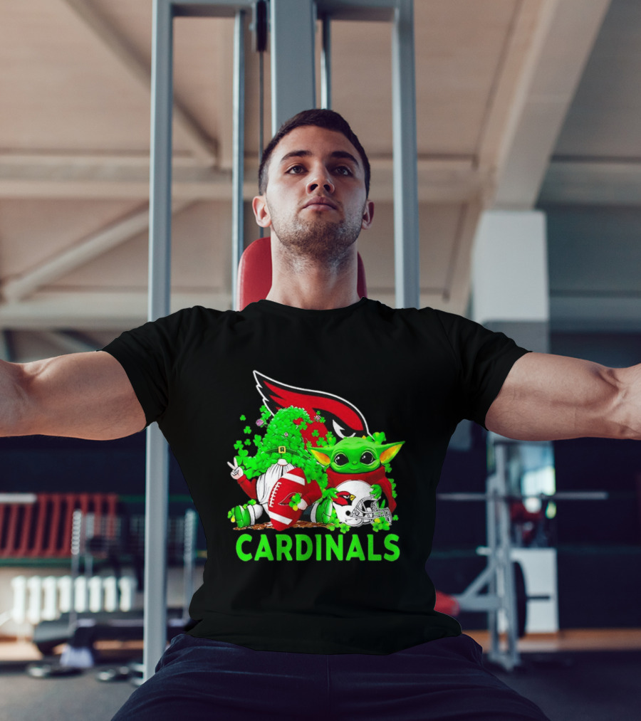 Arizona Cardinals Baby Yoda Gnome St Patrick's Day T-Shirt