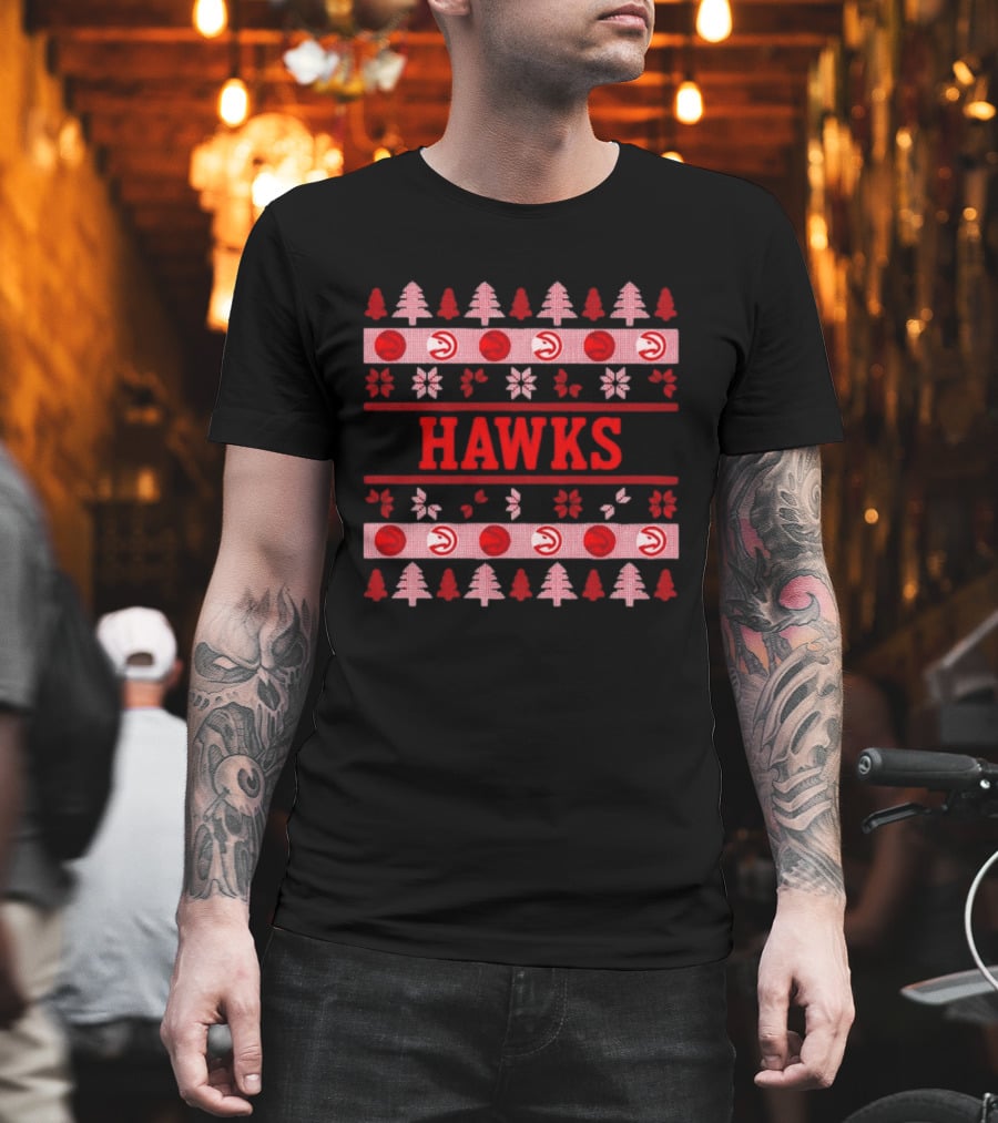 Atlanta Hawks Basketball Holiday Ugly Christmas Sweater T-Shirt