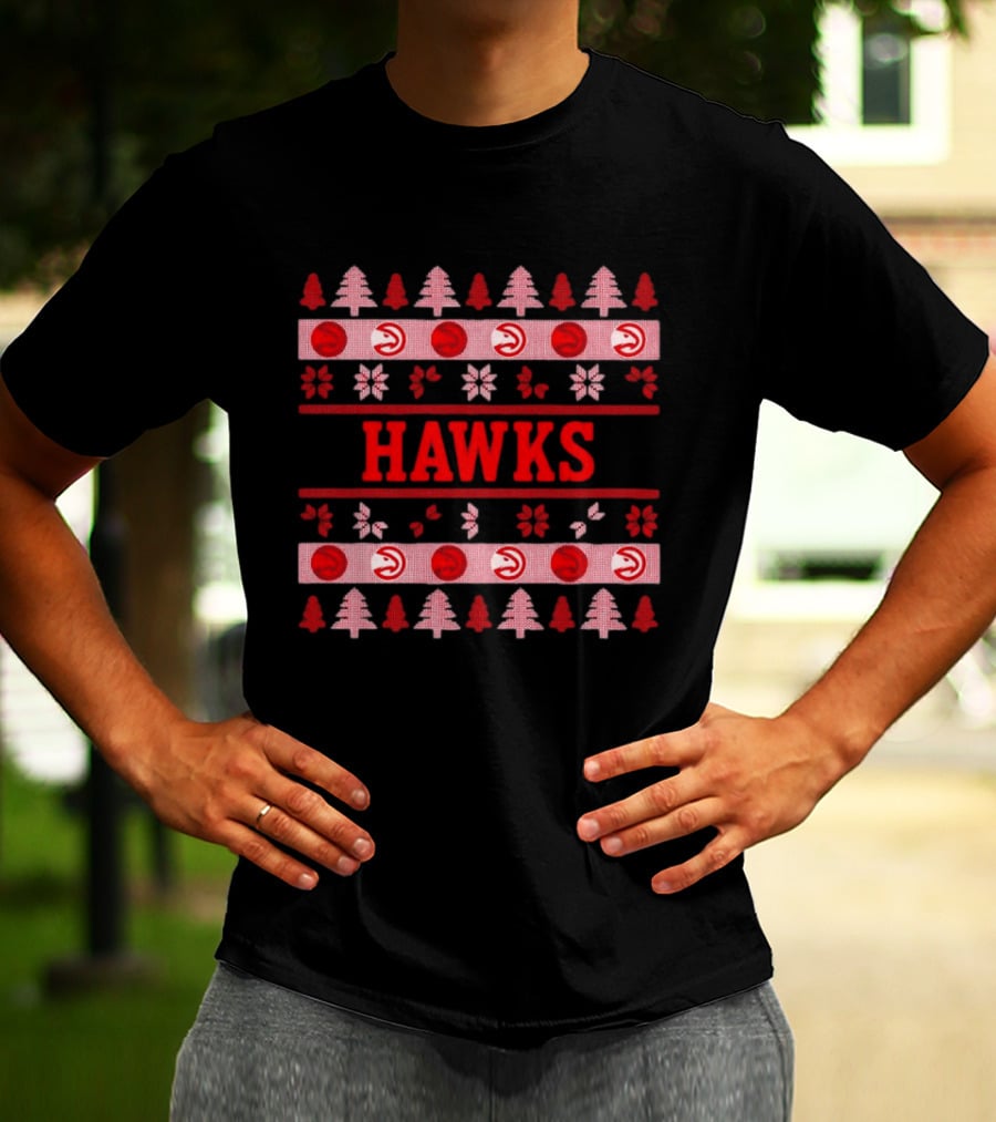 Atlanta Hawks Basketball Holiday Ugly Christmas Sweater T-Shirt