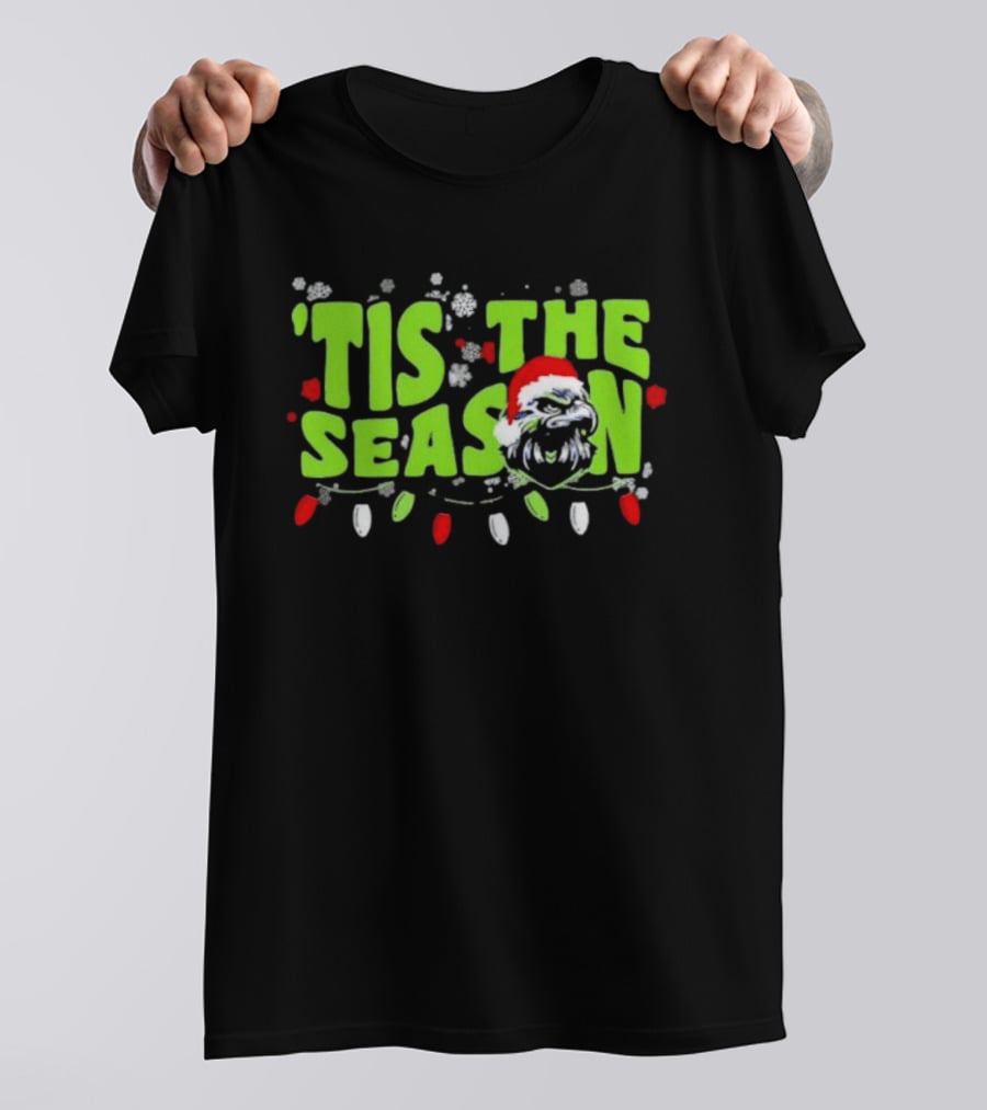 Tis The Season Christmas Seattle Seahawks Football Santa Hat T-Shirt