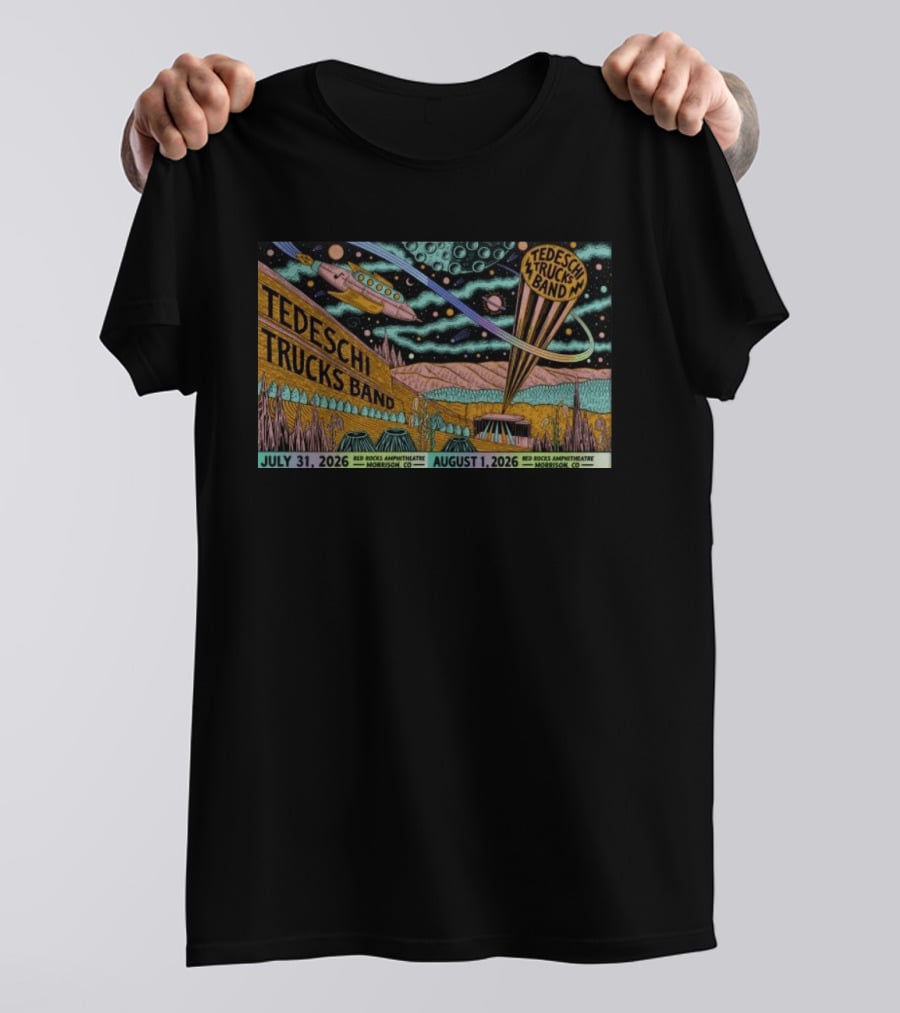 Tedeschi Trucks Band Concert July 31 August 1 2026 Red Rocks Amphitheatre Morrison CO Retro Sci Fi Space T-Shirt