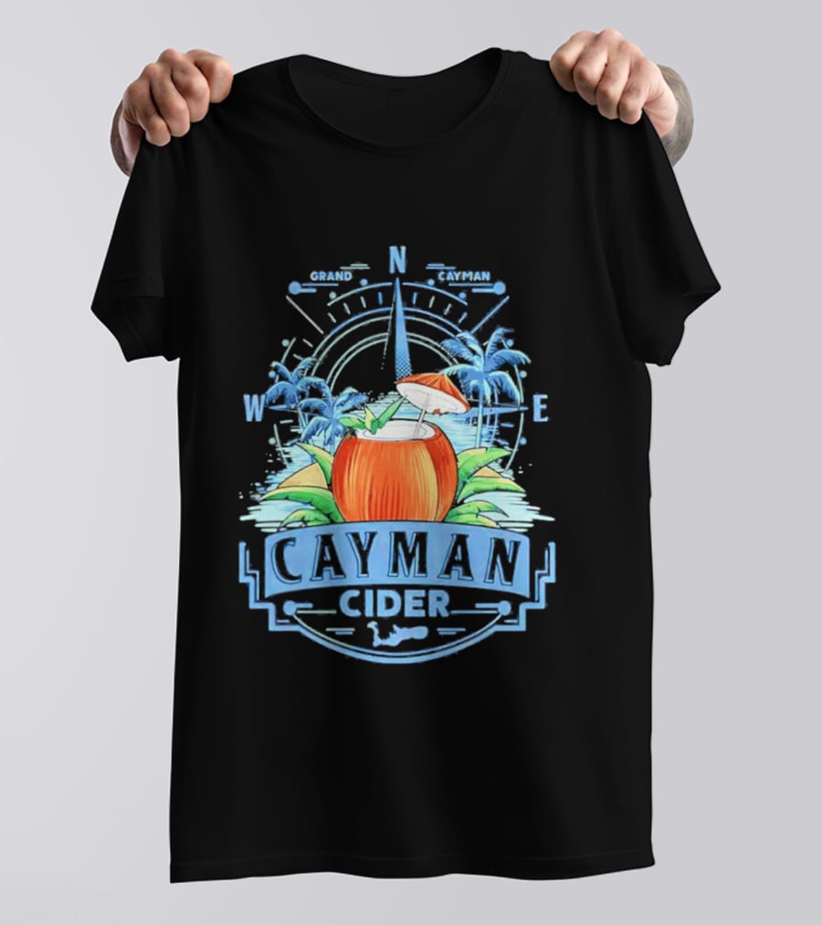 Cayman Cider Tropical Compass Palm Trees Beverage T-Shirt