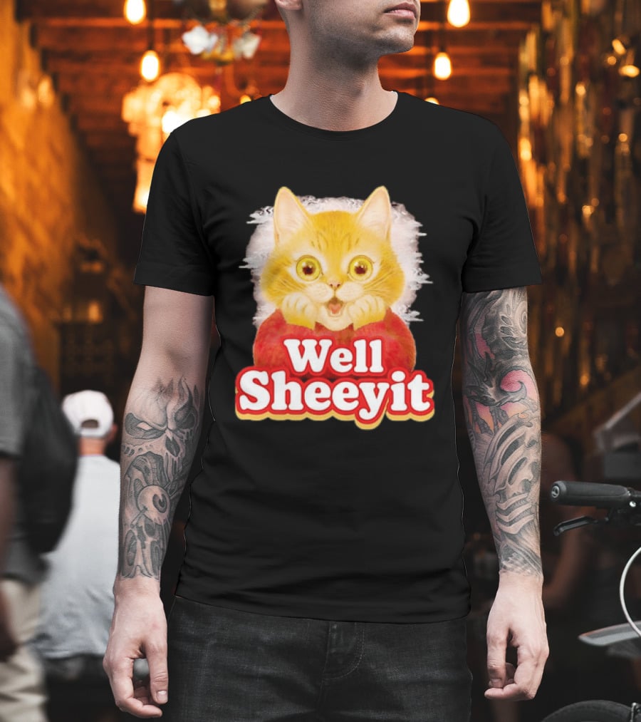 Well Sheeyit Surprised Orange Cat Humor T-Shirt