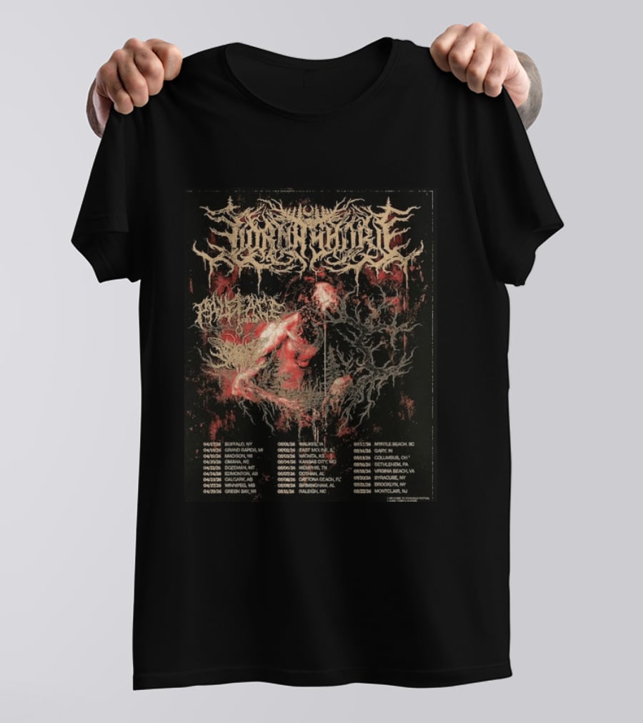 Lorna Shore North America 2026 Tour Dates Featuring Paleface Swiss And Sign Of The Swarm Band Schedule T-Shirt