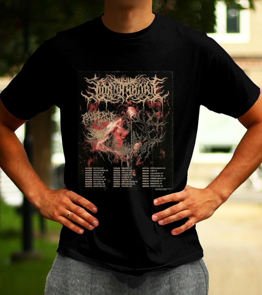 Lorna Shore North America 2026 Tour Dates Featuring Paleface Swiss And Sign Of The Swarm Band Schedule T-Shirt
