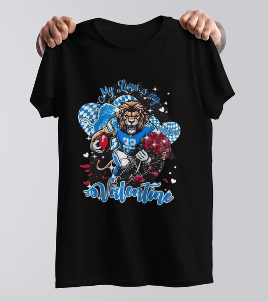 Valentine My Detroit Lions Football Love Roses Player T-Shirt