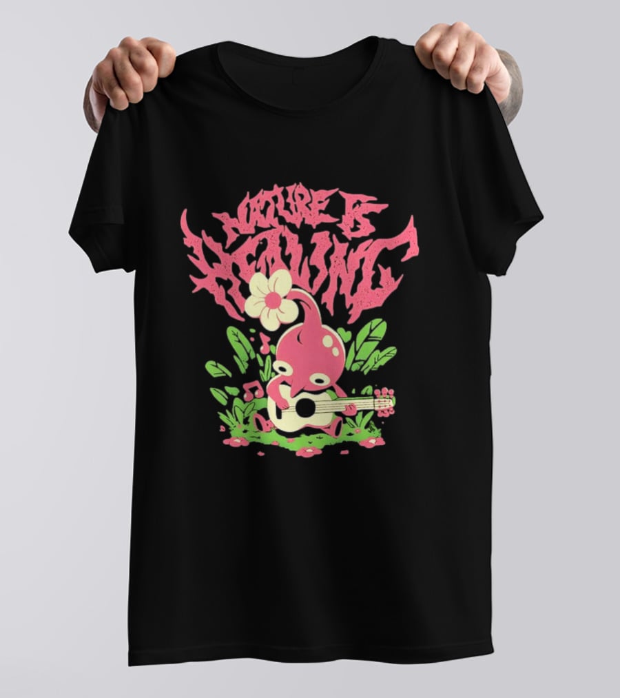 Nature Is Healing Pikmin Playing Guitar T-Shirt