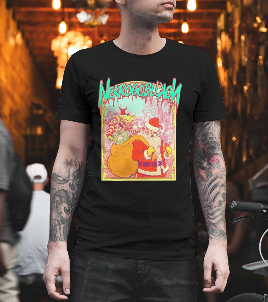 Santa Claus Nekrogoblikon Christmas Goblin Scene T-Shirt