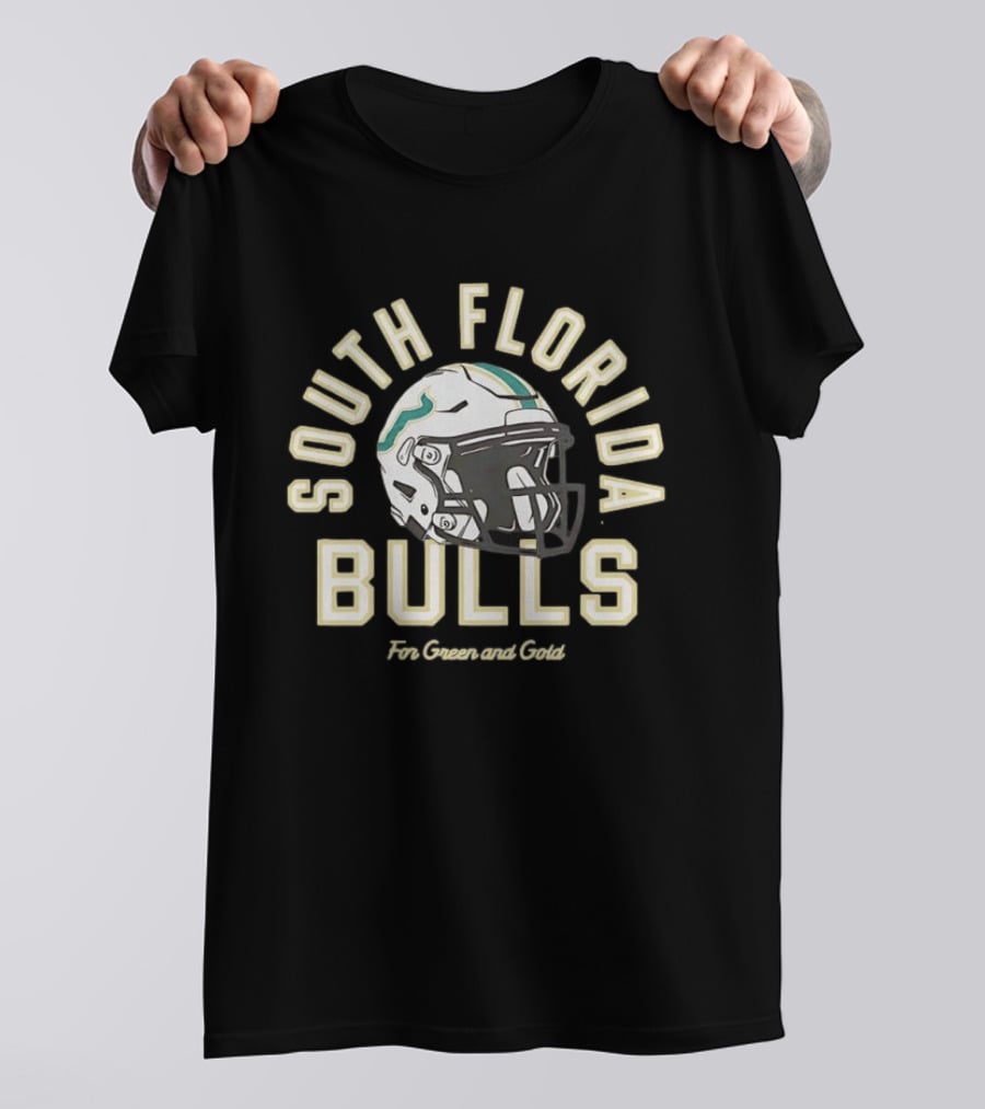 South Florida Bulls Football Helmet For Green And Gold Fans T-Shirt