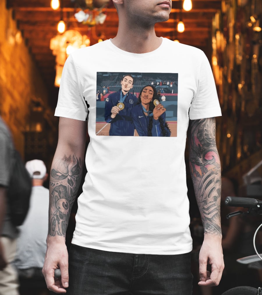 A'Ja Wilson Breanna Stewart Gold Medal Celebration WNBA T-Shirt