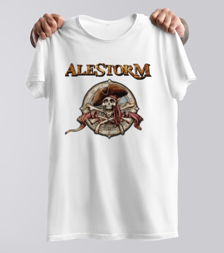 ALESTORM Pirate Skeleton Nautical Compass Skulls Crossbones T-Shirt