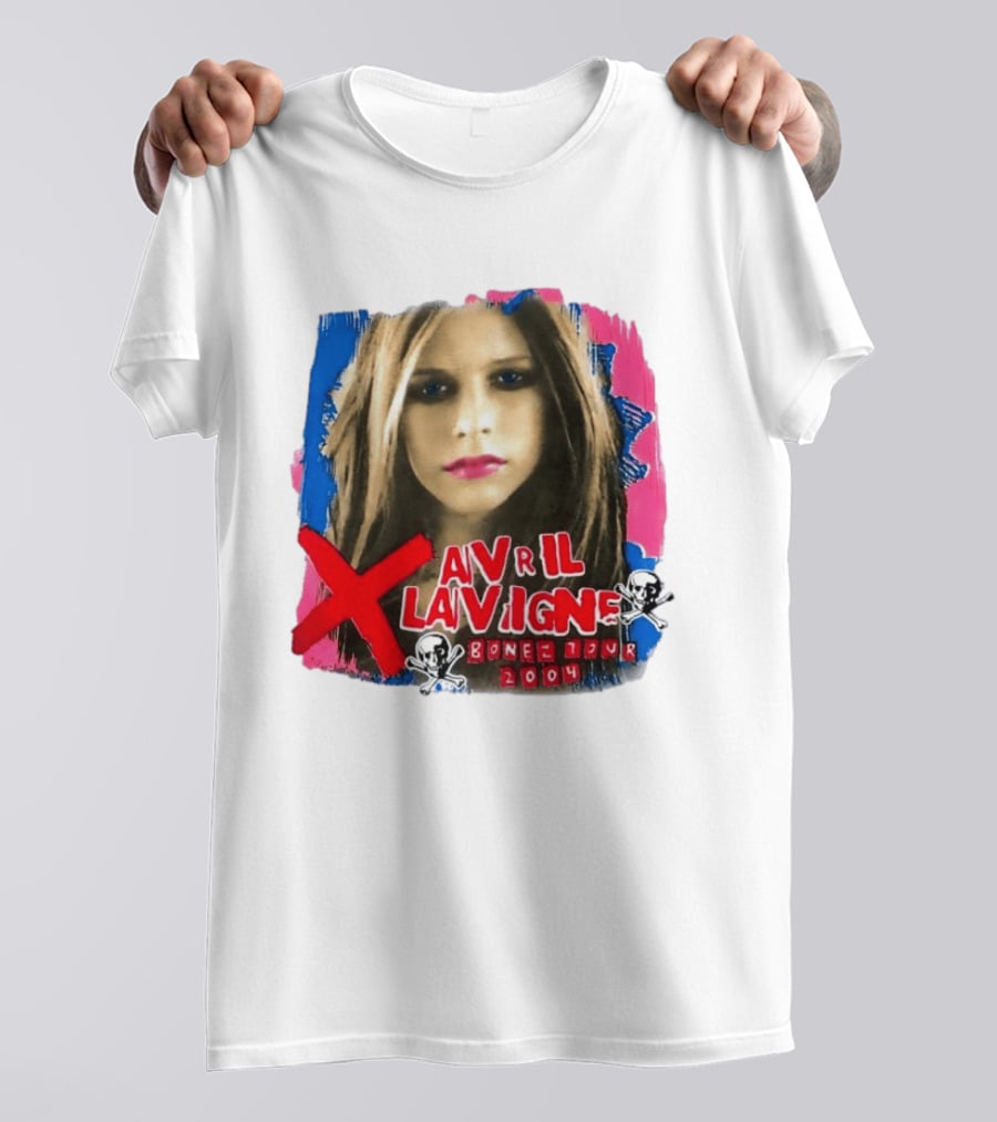 Avril Lavigne Bonez Tour 2004 Skull And Crossbones T-Shirt