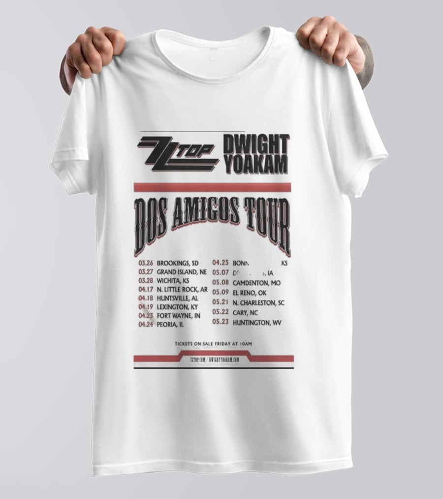 ZZ Top Dwight Yoakam Dos Amigos Tour 2026 Dates And Locations T-Shirt